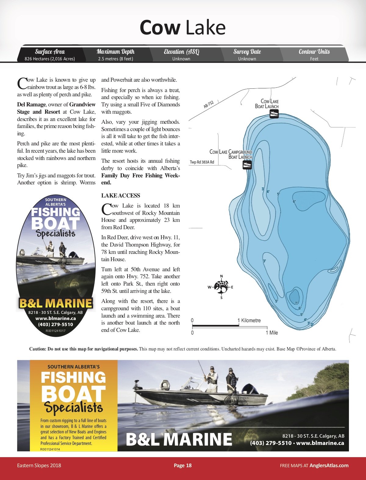 Cow Lake Depth Chart