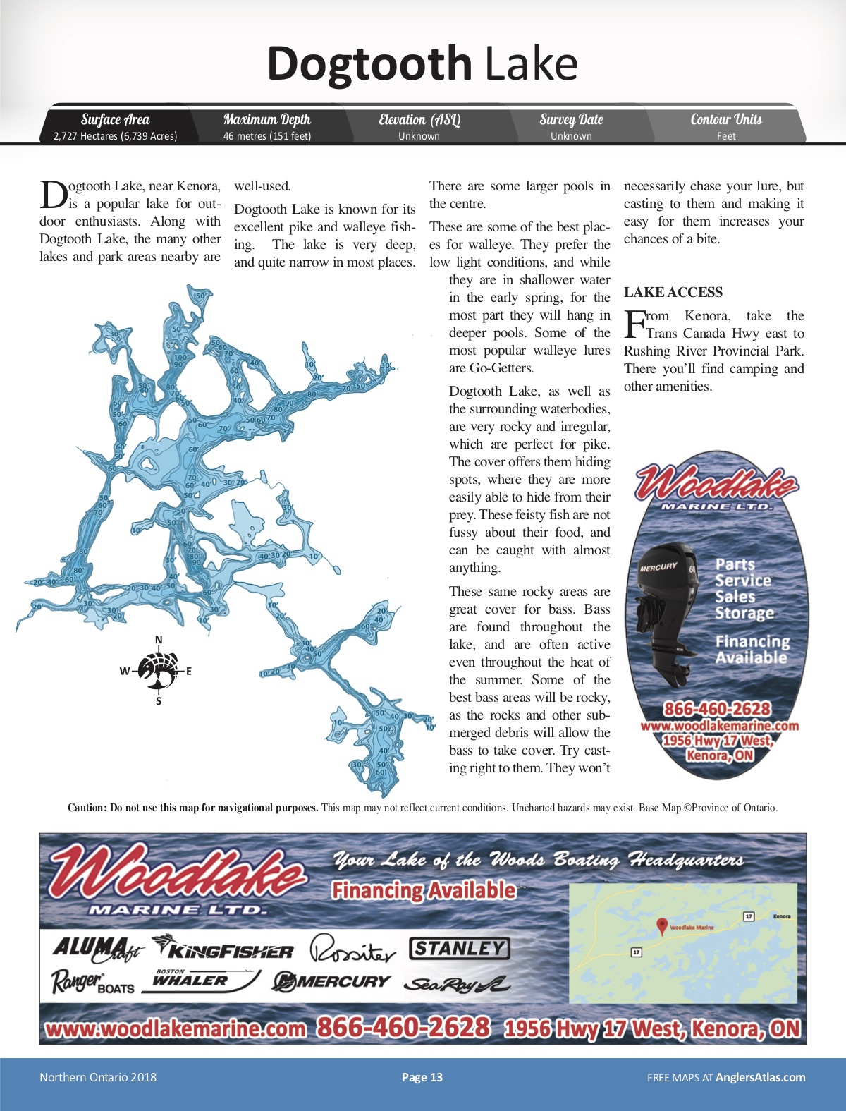 Dogtooth Lake Depth Chart