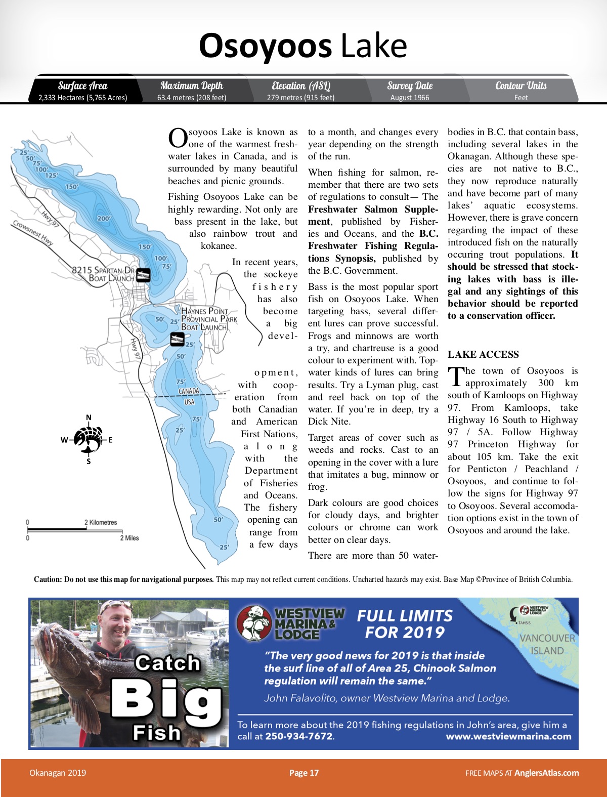 Osoyoos Lake Depth Chart