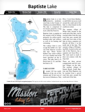 Shaded Contour map for BAPTISTE LAKE, Alberta