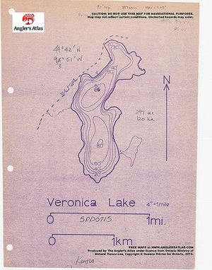 Contour map for Veronica Lake, Ontario