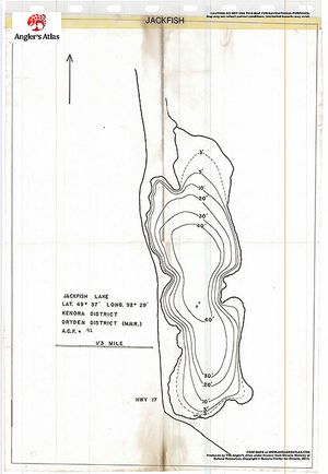 Contour map for Jackfish Lake, Ontario