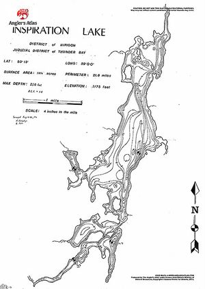 Contour map for Inspiration Lake, Ontario