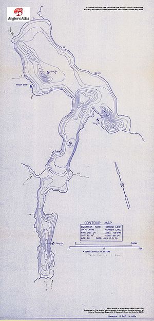 Contour map for Cornish Lake, Ontario