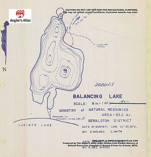 Contour map for Balancing Lake, Ontario