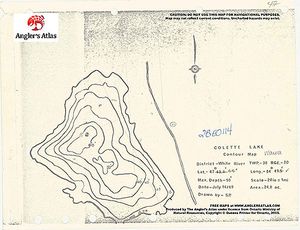 Contour map for Colette Lake, Ontario