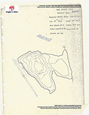 Contour map for Doc Greig Lake, Ontario