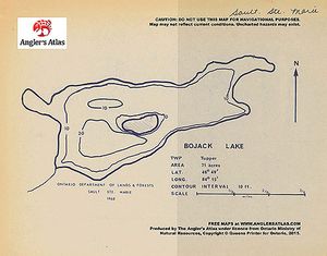 Contour map for Bojack Lake, Ontario