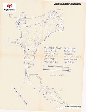 Contour map for Budd Lake, Ontario