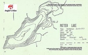 Contour map for Patten Lake, Ontario