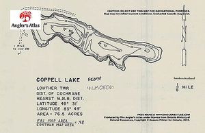 Contour map for Lac de Coppell, Ontario