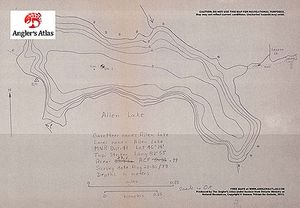 Contour map for Allen Lake, Ontario