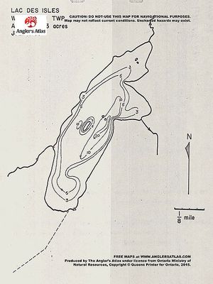 Contour map for Lac des Isles, Ontario