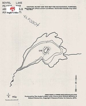 Contour map for Bovril Lake, Ontario