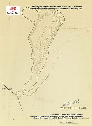 Contour map for Whitefish Lake, Ontario