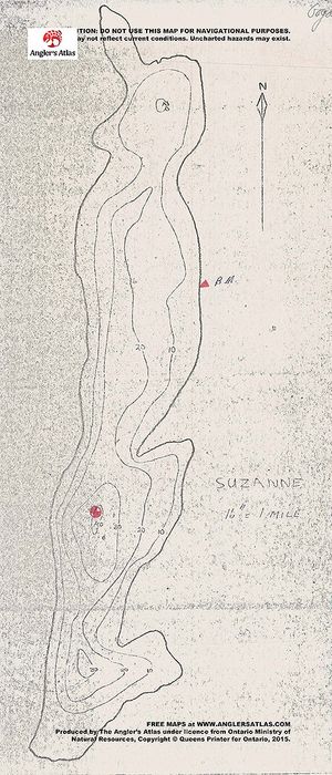 Contour map for Susanne Lake, Ontario