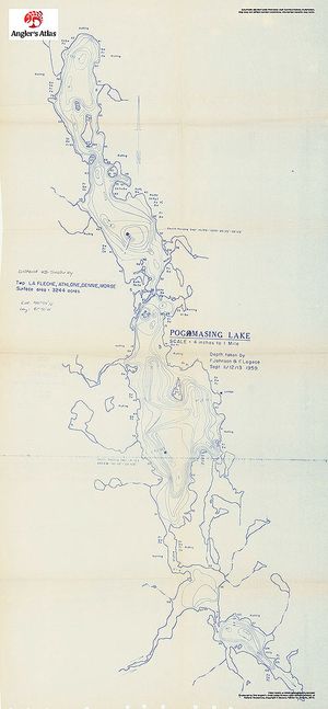Contour map for Pogamasing Lake, Ontario