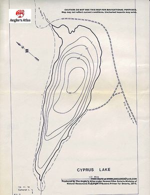 Contour map for Cyprus Lake, Ontario