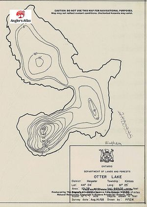Contour map for Clam Lake, Ontario