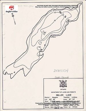 Contour map for Miller Lake, Ontario