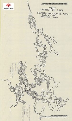 Contour map for West Shining Tree Lake, Ontario