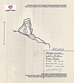Contour map for Hachey Lake, Ontario