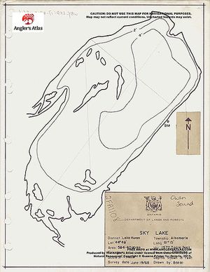 Contour map for Sky Lake, Ontario