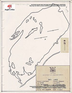 Contour map for Sky Lake, Ontario