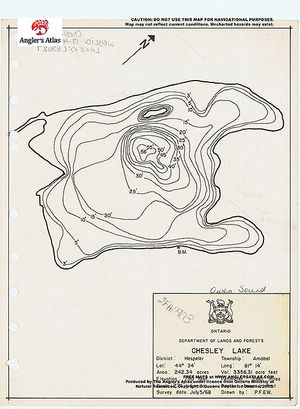 Contour map for Chesley Lake, Ontario