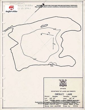 Contour map for Chesley Lake, Ontario