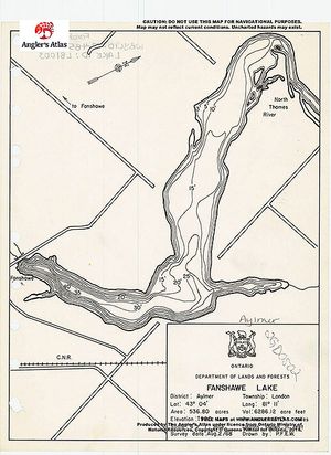 Contour map for Fanshaw Lake, Ontario