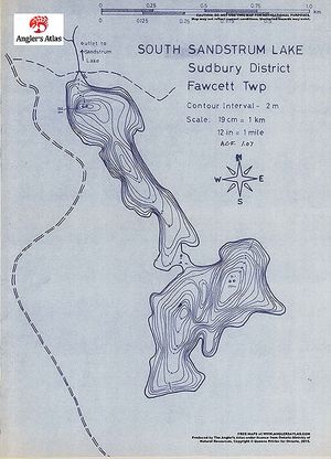 Contour map for South Sandstrum Lake, Ontario