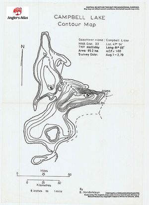 Contour map for Campbell Lake, Ontario
