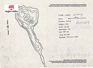 Contour map for Tank Lake, Ontario