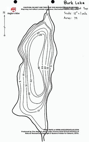 Contour map for Burk Lake, Ontario