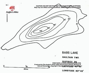 Contour map for Babs Lake, Ontario