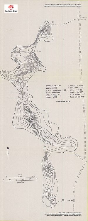 Contour map for Doucette Lake, Ontario