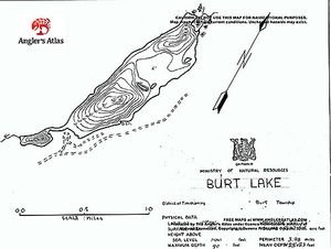 Contour map for Burt Lake, Ontario