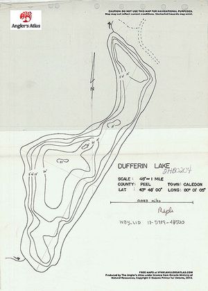 Contour map for Dufferin Lake, Ontario