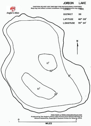 Contour map for Jordan Lake, Ontario