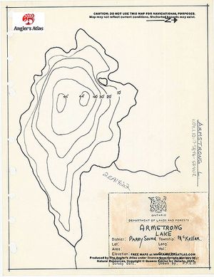 Contour map for Armstrong Lake, Ontario