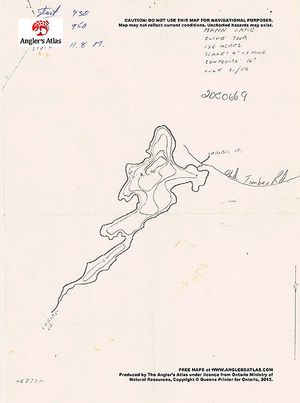 Contour map for Mann Lake, Ontario