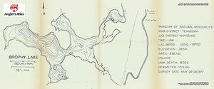 Contour map for Brophy Lake, Ontario