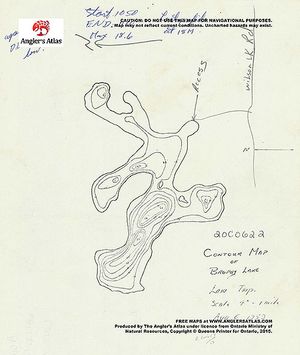 Contour map for Brophy Lake, Ontario