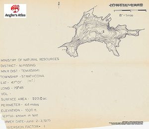 Contour map for Lowell Lake, Ontario