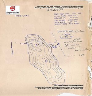 Contour map for Innis Lake, Ontario
