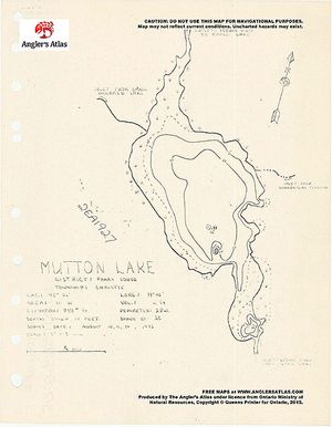 Contour map for Mutton Lake, Ontario