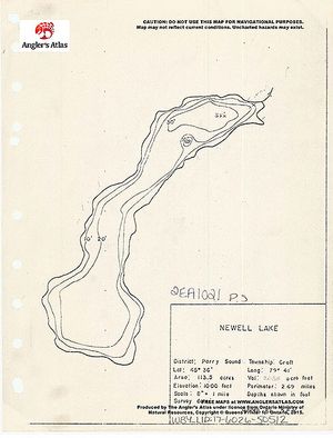 Contour map for Newell Lake, Ontario
