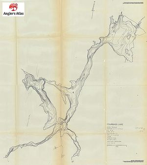 Contour map for Fourbass Lake, Ontario
