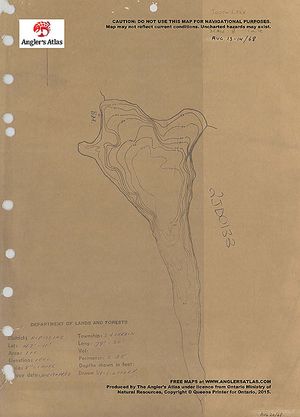 Contour map for Tooth Lake, Ontario